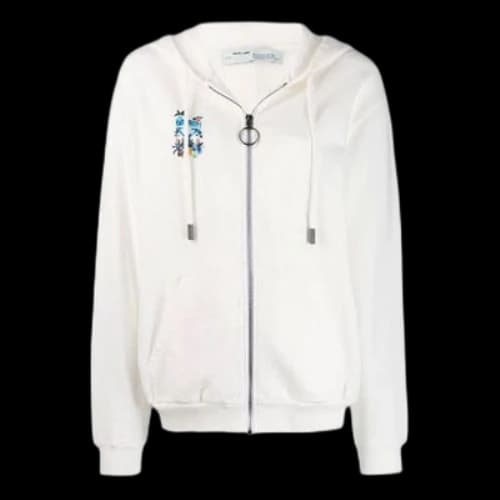 Off-White Zipper hooded Long Sleeves Hoodie Ordinary Version Creamy White (Women's)