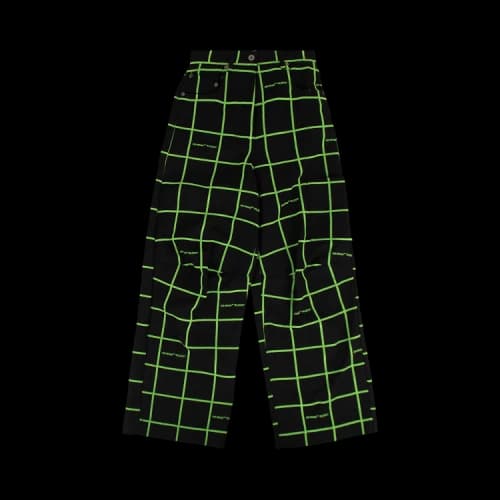 Off-White Checked Wide Leg Pants 'Black'