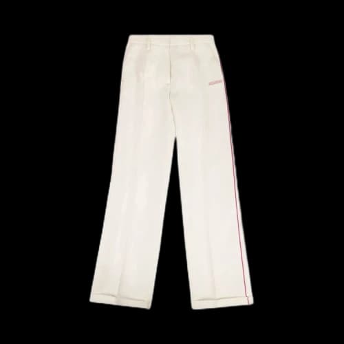 Off-White Contrasting Trim Pants 'Ivory'