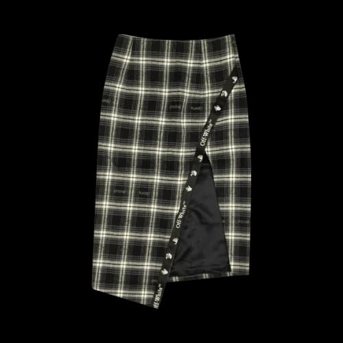 Off-White Check Side Slit Skirt 'Black'