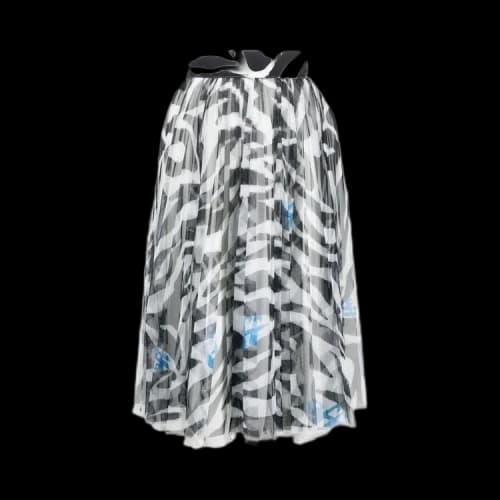 Off-White Zebra Pleated Midi Skirt 'Black'