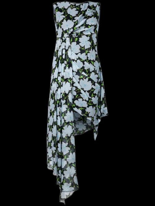 OFF-WHITE Fantasia Floral Print Lawn Girl Asymmetric Dress Multi