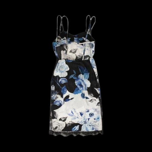 Off-White Rose Print Slip Dress 'Black'