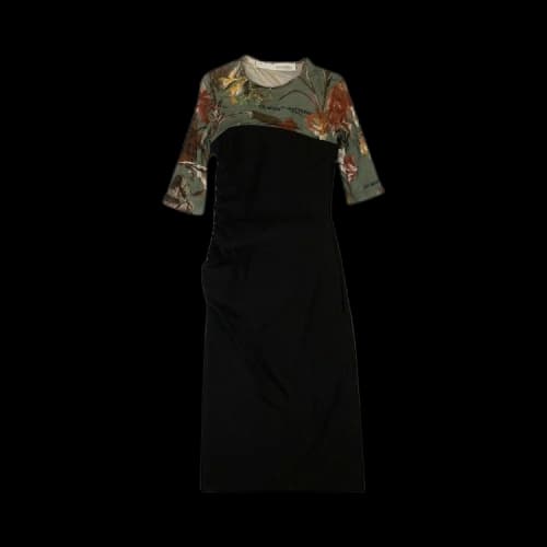 Off-White Floral Print Midi Dress 'Black'