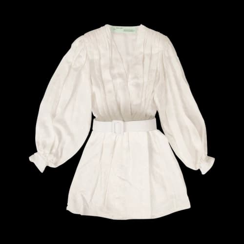 Off-White Long-Sleeve Belt Dress 'White'