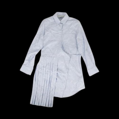 Off-White Wave Print Pleated Dress 'Blue'