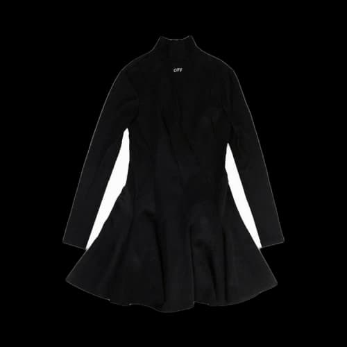 OFF-WHITE Ribbed Panel Skater Dress Black