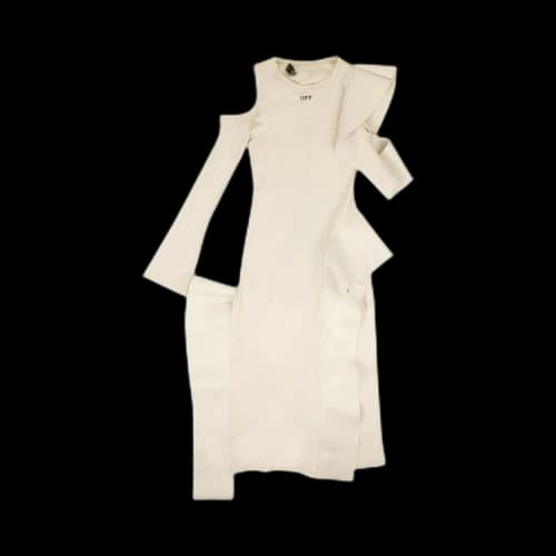 Off-White Ruffle Design Midi Dress 'White'