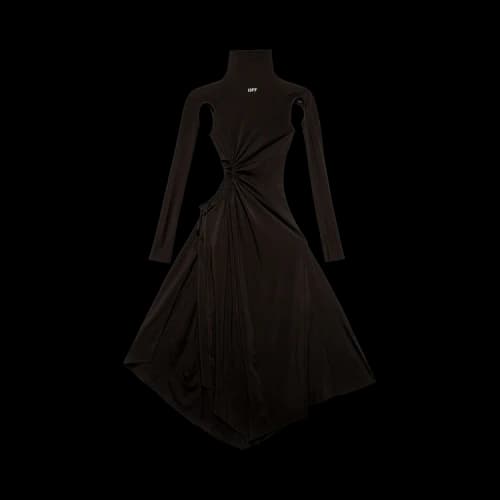 Off-White Plisse Panel Dress 'Black'