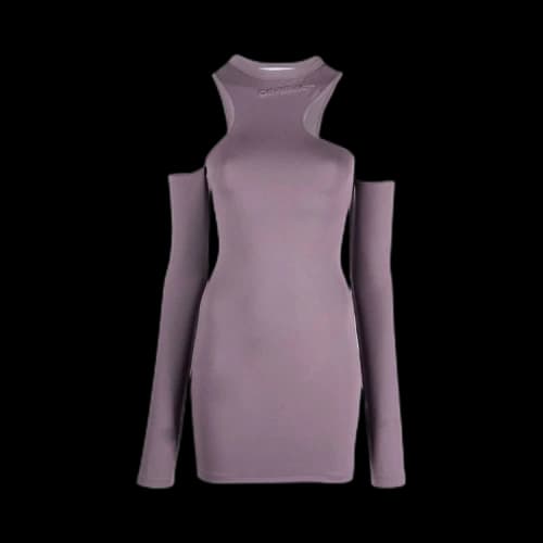 Off-White Sleek Asymmetric Long-Sleeve Mini Dress 'Violet'