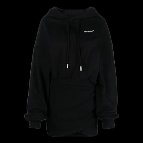 Off-White Logo-Embroidered Cotton Hoodie 'Black' (Women's)