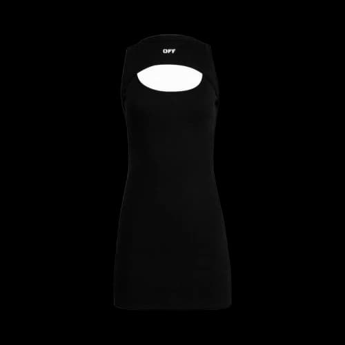 OFF-WHITE Off Stamp Ribbed Mini Dress Black