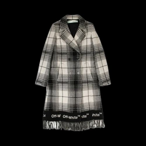 Off-White Wool Check Coat 'White/Black'