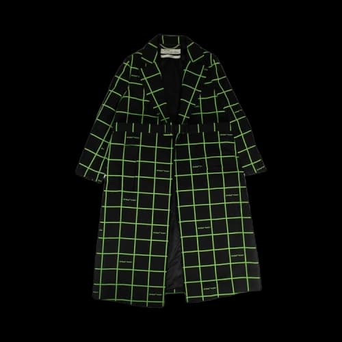 Off-White Neon Check Long Coat 'Black'