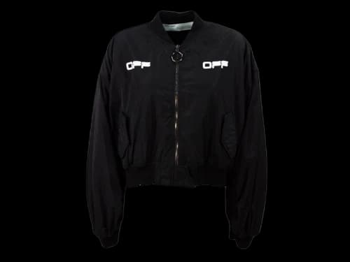 OFF-WHITE Cropped Varsity Bomber Jacket Black/White