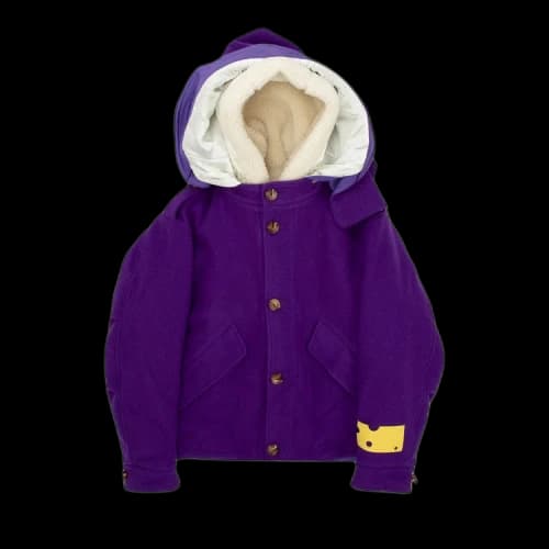 Off-White Wool Hooded Short Parka 'Violet'