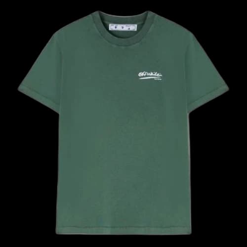 Off-White x Eden Rock St. Barth Crossover Solid Color Alphabet Printing Round Neck Short Sleeve Version Green T-Shirt