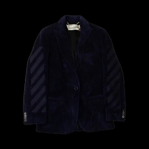Off-White Velvet Long Jacket 'Blue'