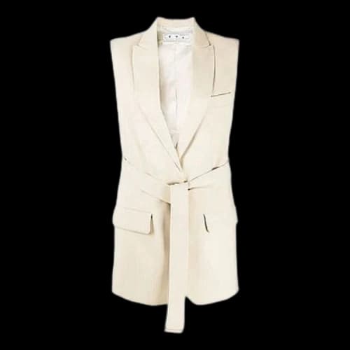 Off-White SS20 Sleeveless Single-breasted Blazer Jacket Buff White (Women's)