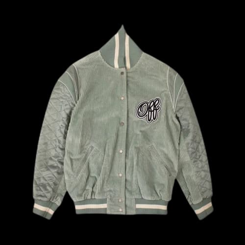 Off-White Velvet Varsity Jacket 'Green'