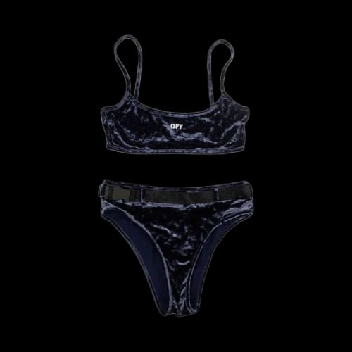 Off-White Crushed Velvet Belted Bikini 'Blue'