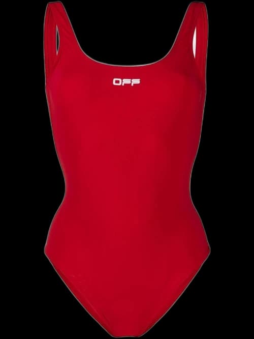 OFF-WHITE Logo One Piece Swimsuit Red/White