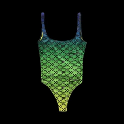 OFF-WHITE Arrows Gradient One Piece Swimsuit Green/Yellow