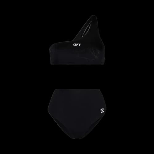 OFF-WHITE Women's Off Stamp Arrows Motif High Waist Bikini Swimsuit Black/White