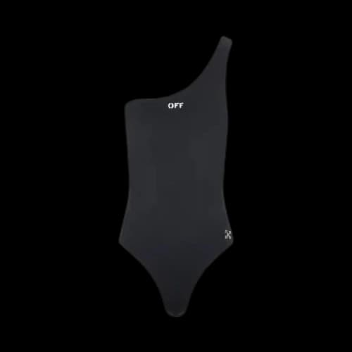 Off-White Off-Stamp One Shoulder Swimsuit 'Black/White'