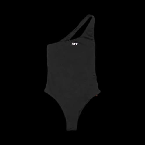 Off-White One Shoulder Swimsuit 'Black'