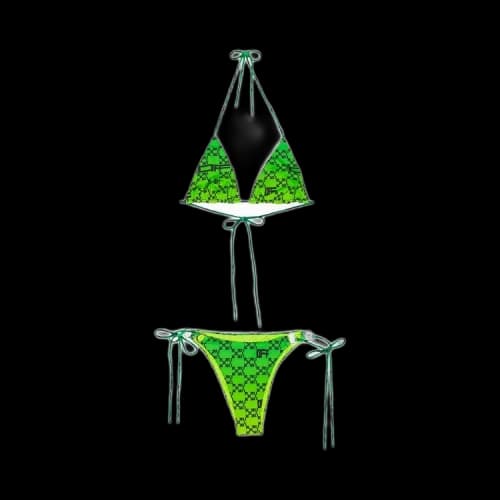 OFF-WHITE Arrows Gradient Two Piece Swimsuit Green/Yellow