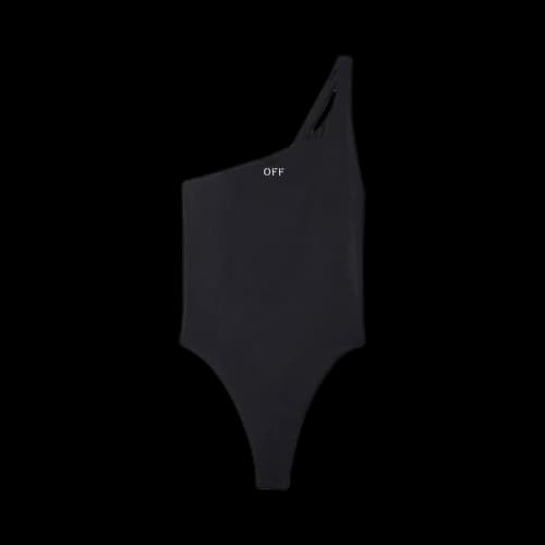 OFF-WHITE Off Stamp One Shoulder Swimsuit Black/White