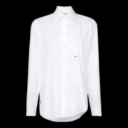 Off-White Loose Logo Embroidered Long Sleeves Shirt White (Women's)
