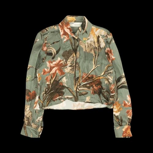 Off-White Floral Print Collar Shirt 'Green'