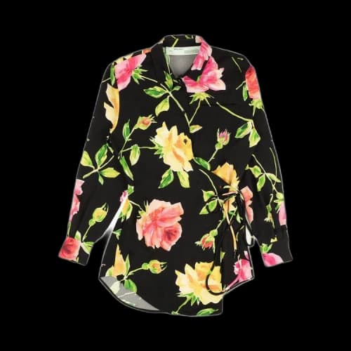 Off-White Floral Shirt Dress 'Black'