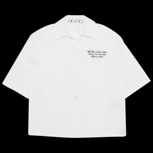Off-White Unisex SS21 Embroidery Short Sleeve Shirt White