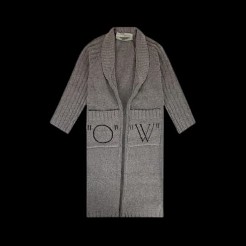 Off-White Ribbed Cardigan Sweater 'Grey'