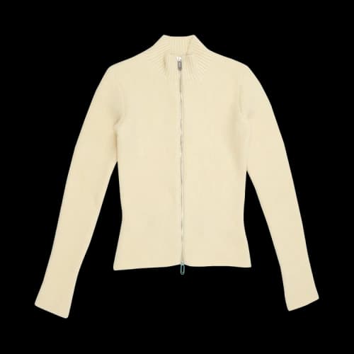 Off-White Micro Boucle Zip Up Cardigan 'White'