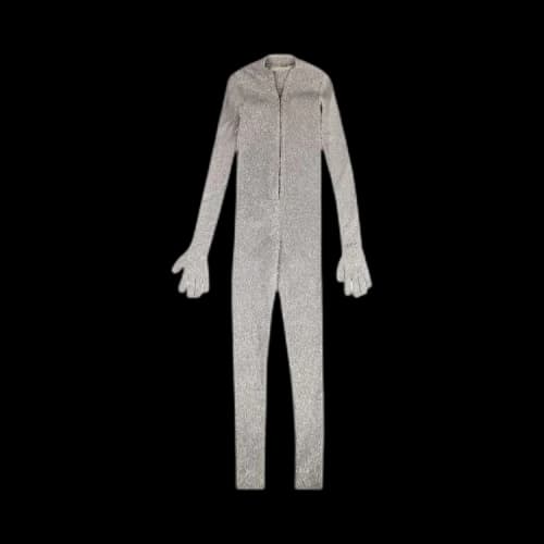 Off-White Metallic Sweater Jumpsuit 'Silver'