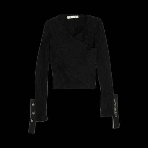 Off-White Moire V-Neck Shirt 'Black'