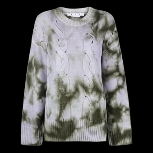 Off-White Tie-Dye Print Cable Knit Sweater 'Grey Green' (Women's)