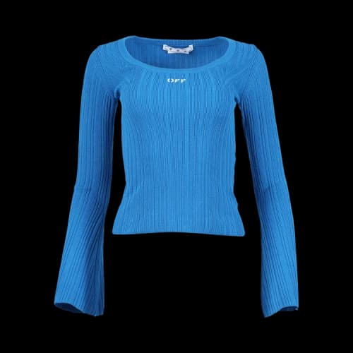 Off-White Off Stamp Rib Scoop Short-Sleeve Top 'Cobalt Blue'