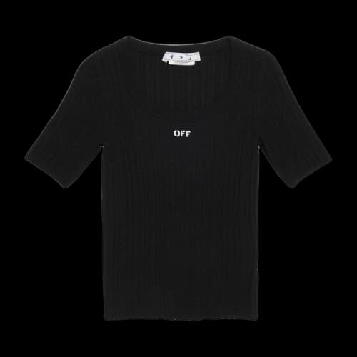 OFF-WHITE Off Stamp Rib Scoop SS Top Black/White