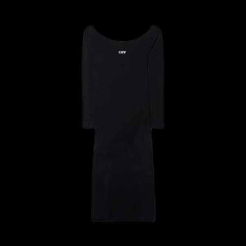 Off-White Off Stamp Slick Scoop Mididre Dress 'Black/White'