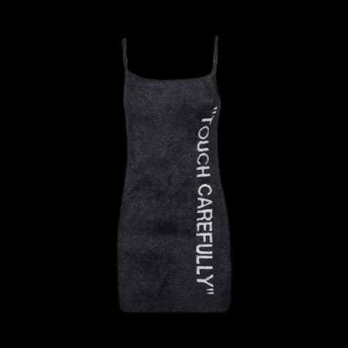 OFF-WHITE Quote Fuzzy Mini Dress Black/White