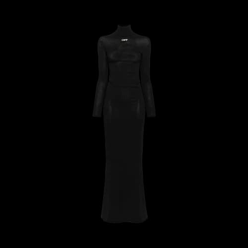 Off-White Off Stamp Slick Long Dress 'Black/ White'