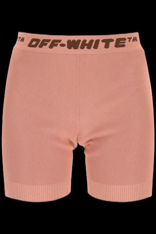OFF-WHITE Women Logo Band Shorts Nude Brown