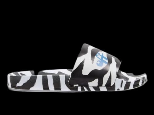 OFF-WHITE Pool Slides Zebra Print Black White Blue (Women's)