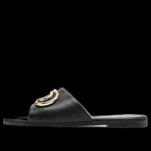 Off-White Paperclip Leather Sandals 'Black Gold' (Women's)