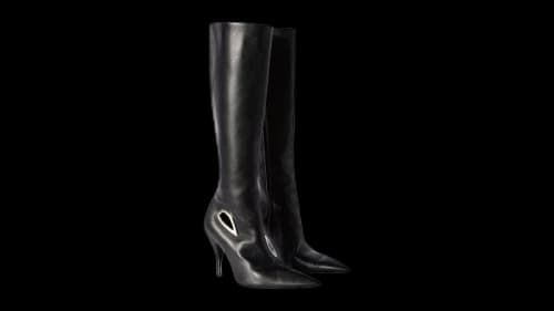 OFF-WHITE Crescent Knee High Leather Boots Black (Women's)